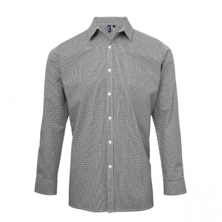 Premier PR220 Microcheck (Gingham) long sleeve cotton shirt