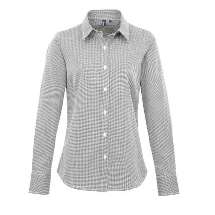 Premier PR320 Women's Microcheck (Gingham) long sleeve cotton shirt