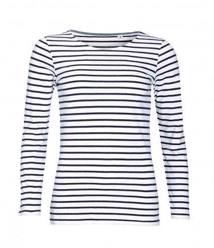 Sol's 1403 Ladies Marine Long Sleeve Stripe T-Shirt