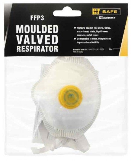 B-Safe Prepack BS033 Ffp3 Moulded Valved Cup Respirator