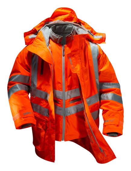 PULSAR PR497 Rail Spec 7-in-1 Hi-viz Storm Coat c/w Interactive Body Warmer