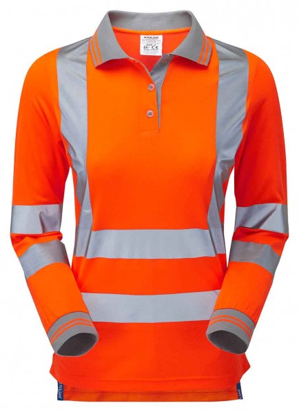 NEW PR703 PULSAR Ladies Rail Spec Long Sleeve Hi-viz Polo Shirt