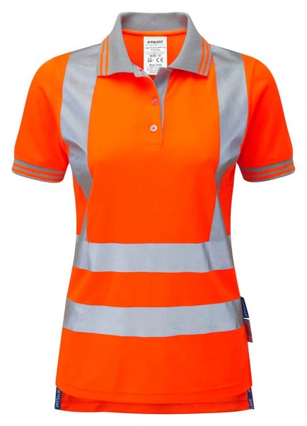 NEW PR701 PULSAR Ladies Rail Spec Short Sleeve Hi-viz Polo Shirt