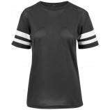 Build Your Brand BY033 Women's mesh stripe tee