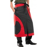 Catering Clobber CCLABLBU Long Split Apron Black / Burgundy