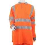 B-Seen LPK28 Ladies Hiviz Or L/S Polo