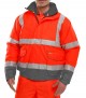 B-Seen BD208 Hi-Viz Bomber Jacket          Red/Gre